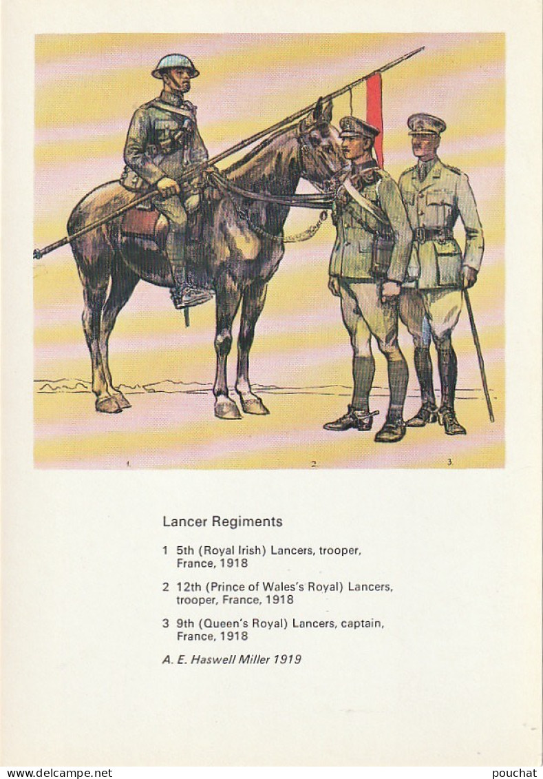 UR 14- BRITISH UNIFORMS ( 1914/1918 ) - LANCER REGIMENTS - ILLUSTRATEUR A.E. HASWELL MILLER ( 1919 ) - UNIFORMES  - Uniformen