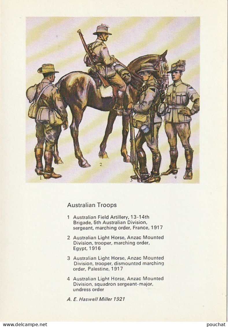 UR 14- BRITISH UNIFORMS (1914/1918) - AUSTRALIAN TROOPS - ILLUSTRATEUR A.E. HASWELL MILLER ( 1919 ) - Uniformen