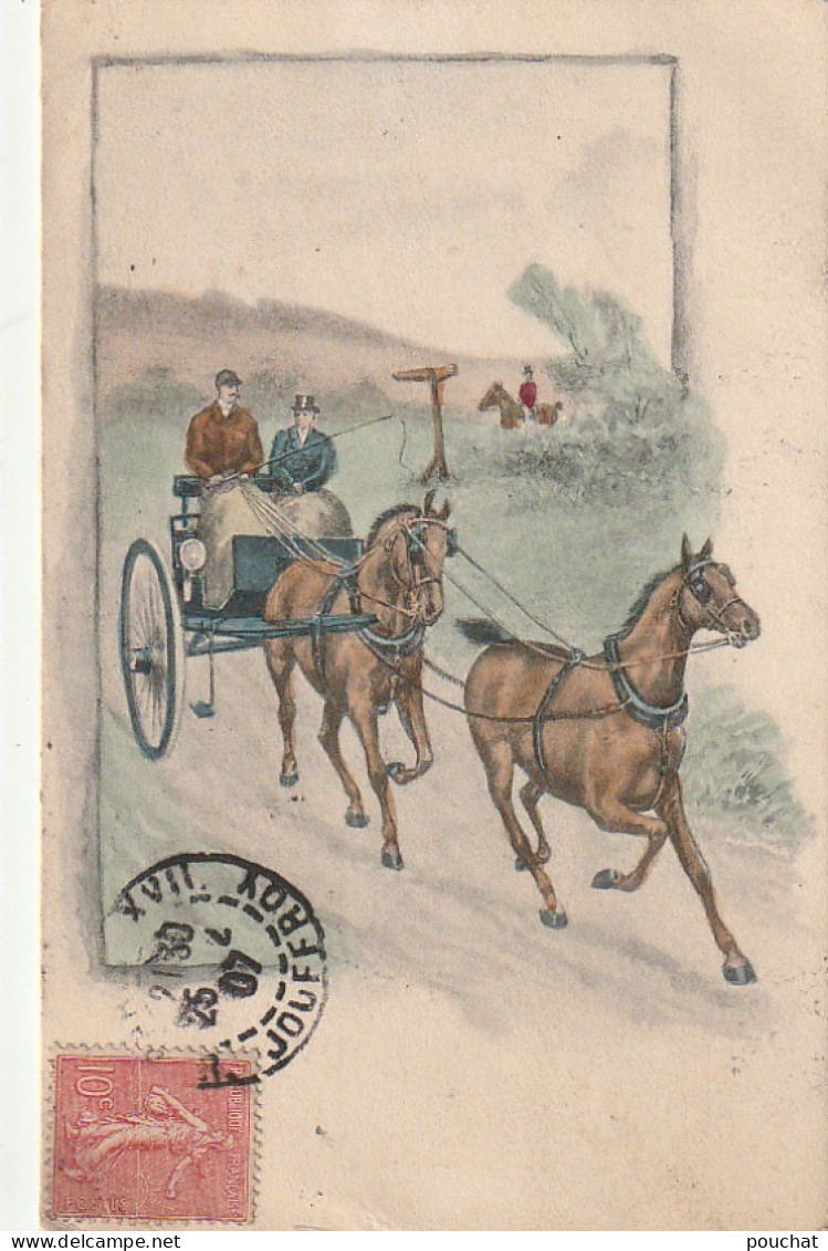 UR 15- CARTE FANTAISIE ILLUSTRATEUR - CARRIOLE AVEC ATTELAGE DE CHEVAUX DECOR CHAMPETRE - EDIT. GES GESCH . - 1900-1949