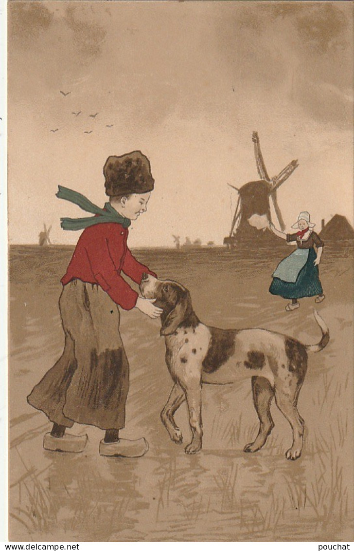 UR 15- COUPLE DE NEERLANDAIS AVEC CHIEN POINTER ET MOULIN A VENT - EDITEUR M.M VIENNE - 1900-1949