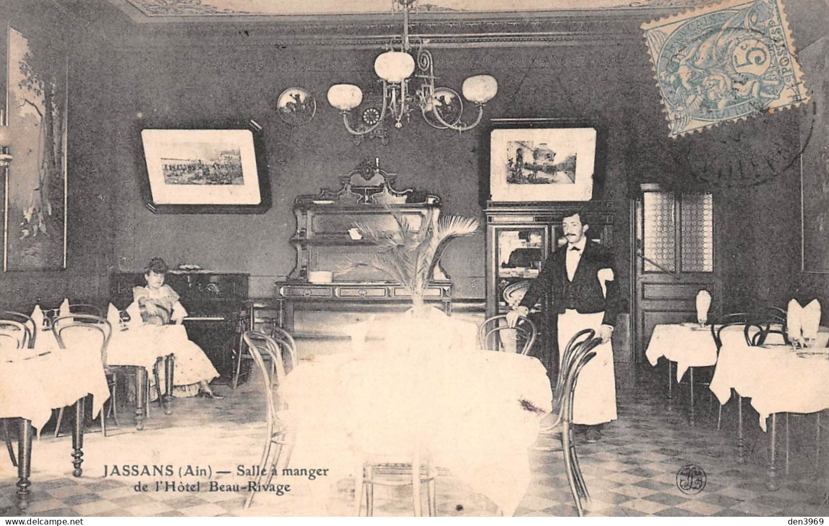 JASSANS-Riottier (Ain) - Salle à Manger De L'Hôtel Beau-Rivage - Voyagé 1906 (2 Scans) - Non Classés