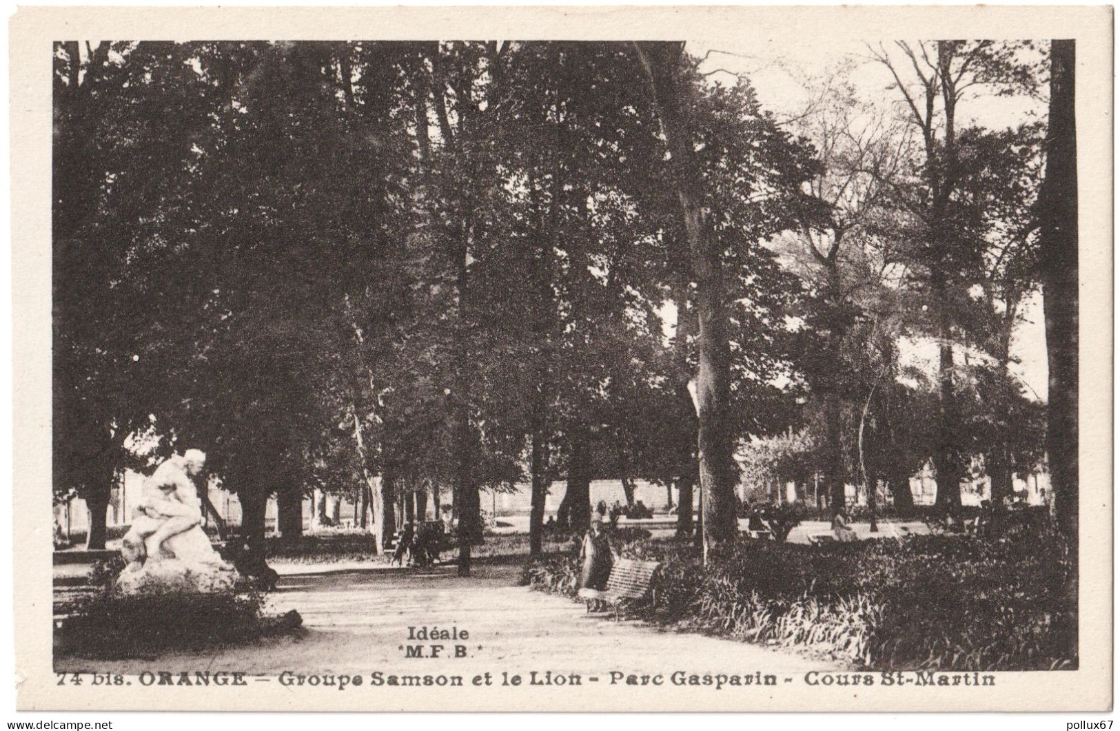 CPA DE ORANGE  (VAUCLUSE)  GROUPE SAMSON ET LE LION  -  PARC GASPARIN  -  COURS SAINT-MARTIN - Orange