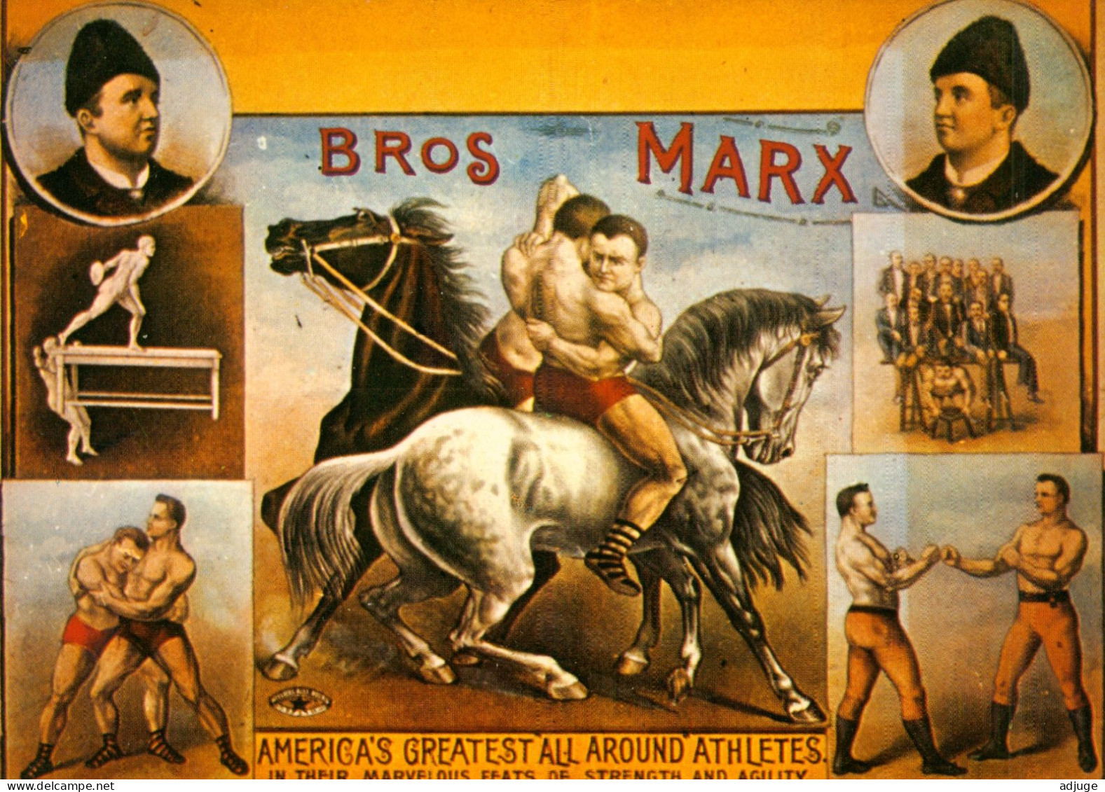 CPM- Affiche "CIRQUE & SPORTS" Bros Marx * Spectacle , Show Démonstrations Athlètes Lutte - Circo