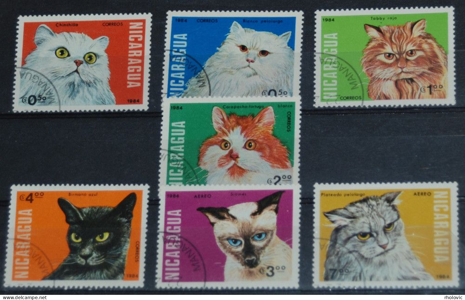 NICARAGUA 1984, Cats, Animals, Fauna, Mi #2482-8, Used - Hauskatzen