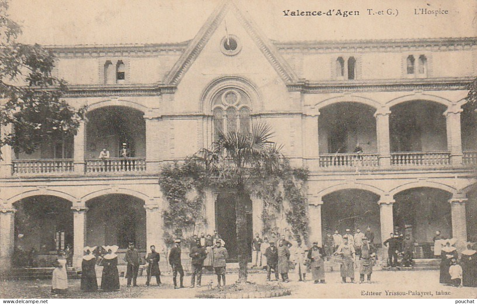 UR 18-(82) VALENCE D' AGEN - L' HOSPICE - ANIMATION - TAMPON MILITAIRE - 2 SCANS - Valence