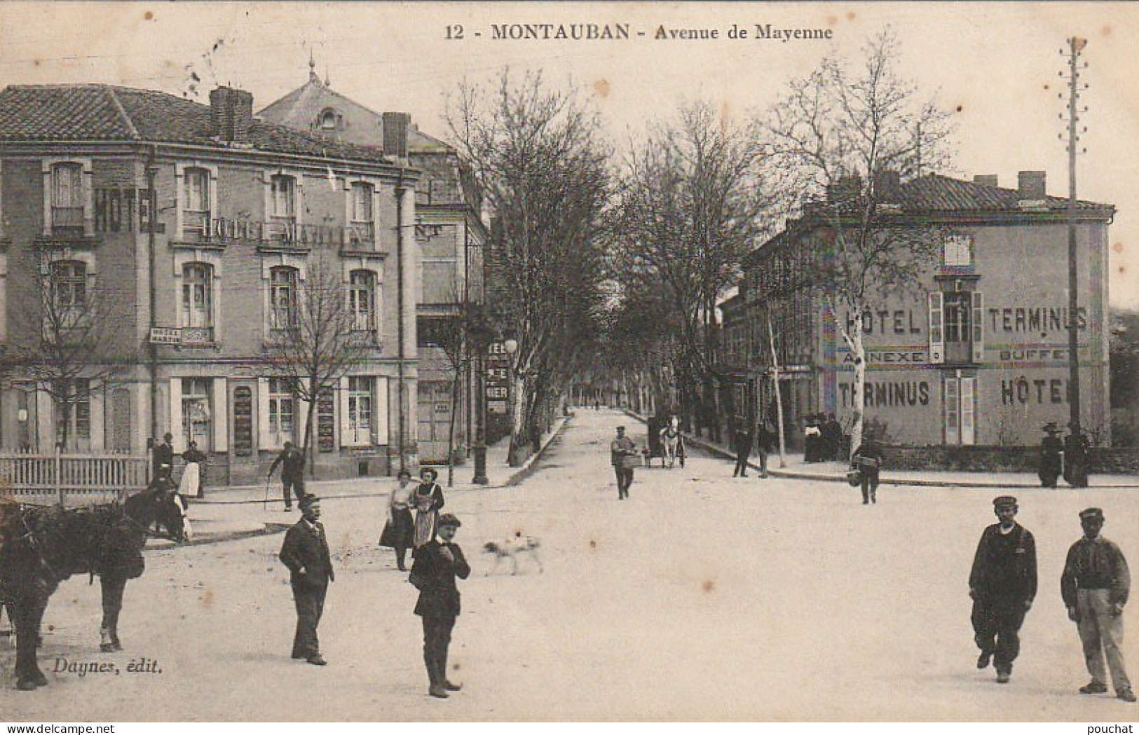 UR 18-(82) MONTAUBAN - AVENUE DE MAYENNE - HOTELS MARTIN , TERMINUS - ANIMATION - 2 SCANS - Montauban