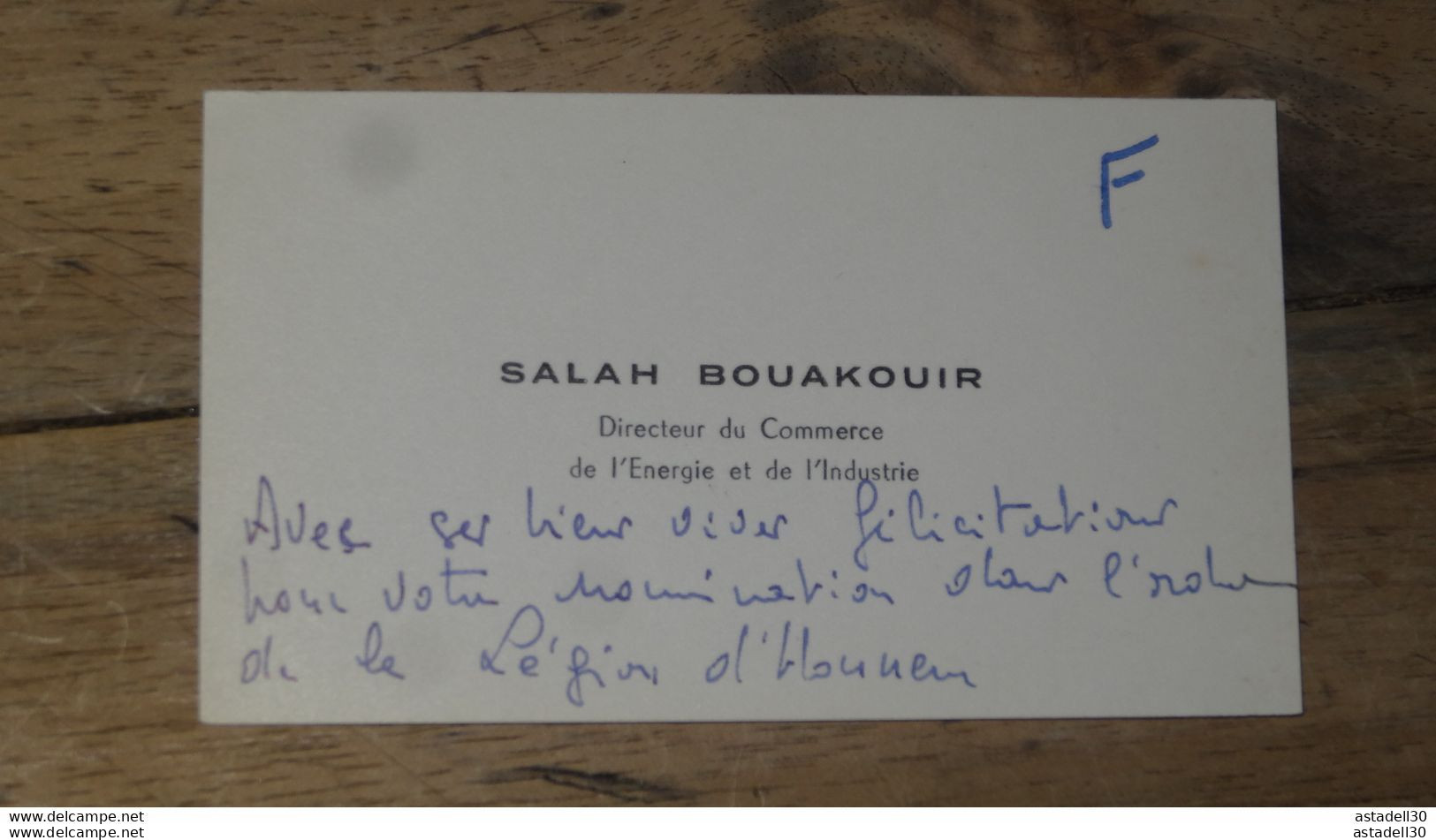 ALGERIE, Carte De Visite, Salah BOUAKOUIR, Directeur Commerce Energie Industrie ............. E1-33a - Cartes De Visite