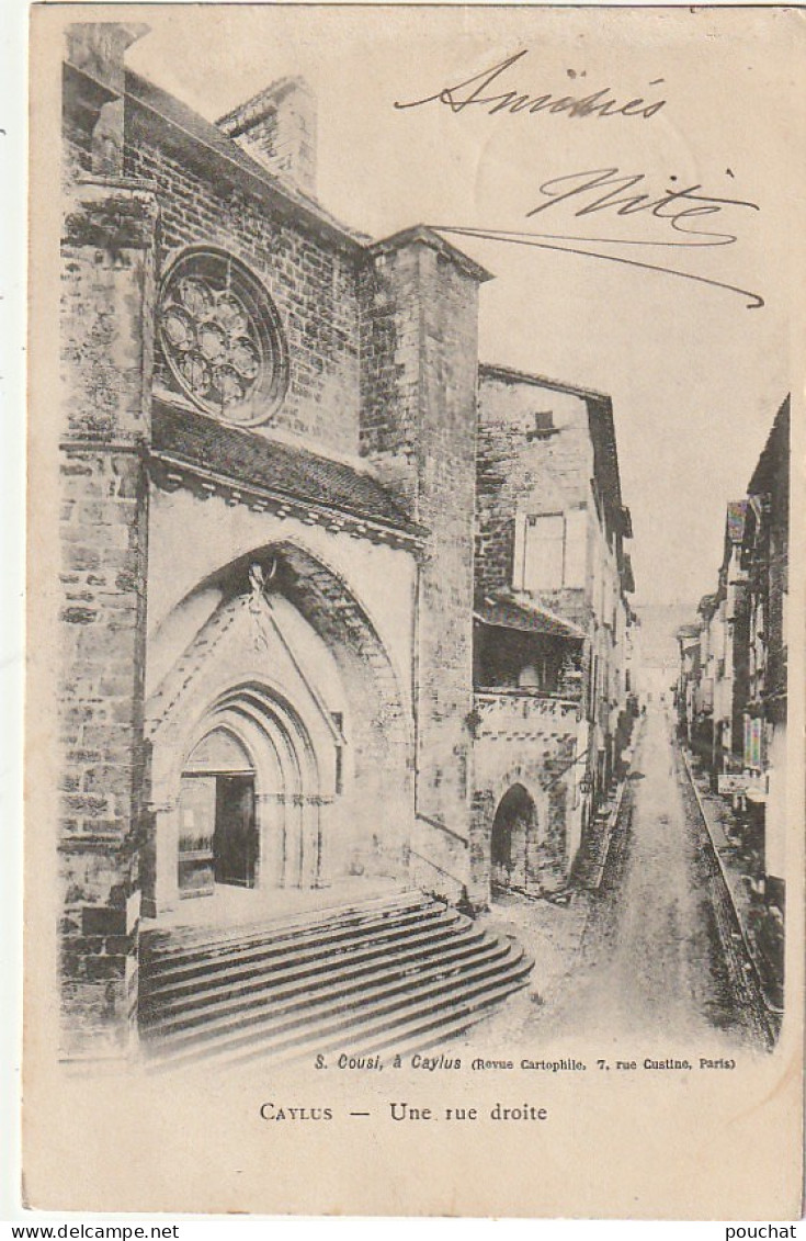 UR 19-(82) CAYLUS - UNE RUE DROITE - PERRON DE L' EGLISE  - 2 SCANS - Caylus