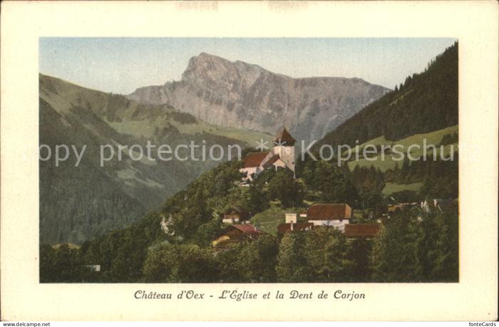 12319504 Chateau-d Oex Eglise Et La Dent De Corjon Chateau-d Oex - Sonstige & Ohne Zuordnung