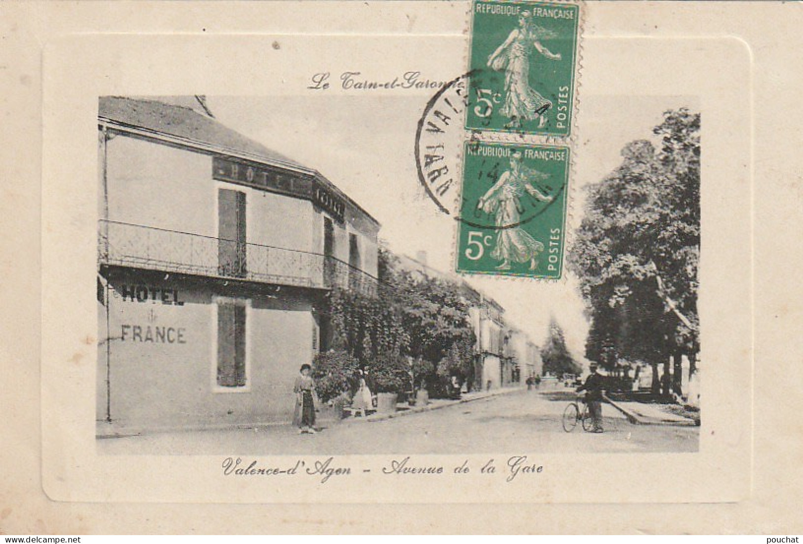 UR 19-(82) VALENCE D' AGEN - AVENUE DE LA GARE - HOTEL DE FRANCE - ANIMATION  - 2 SCANS - Valence