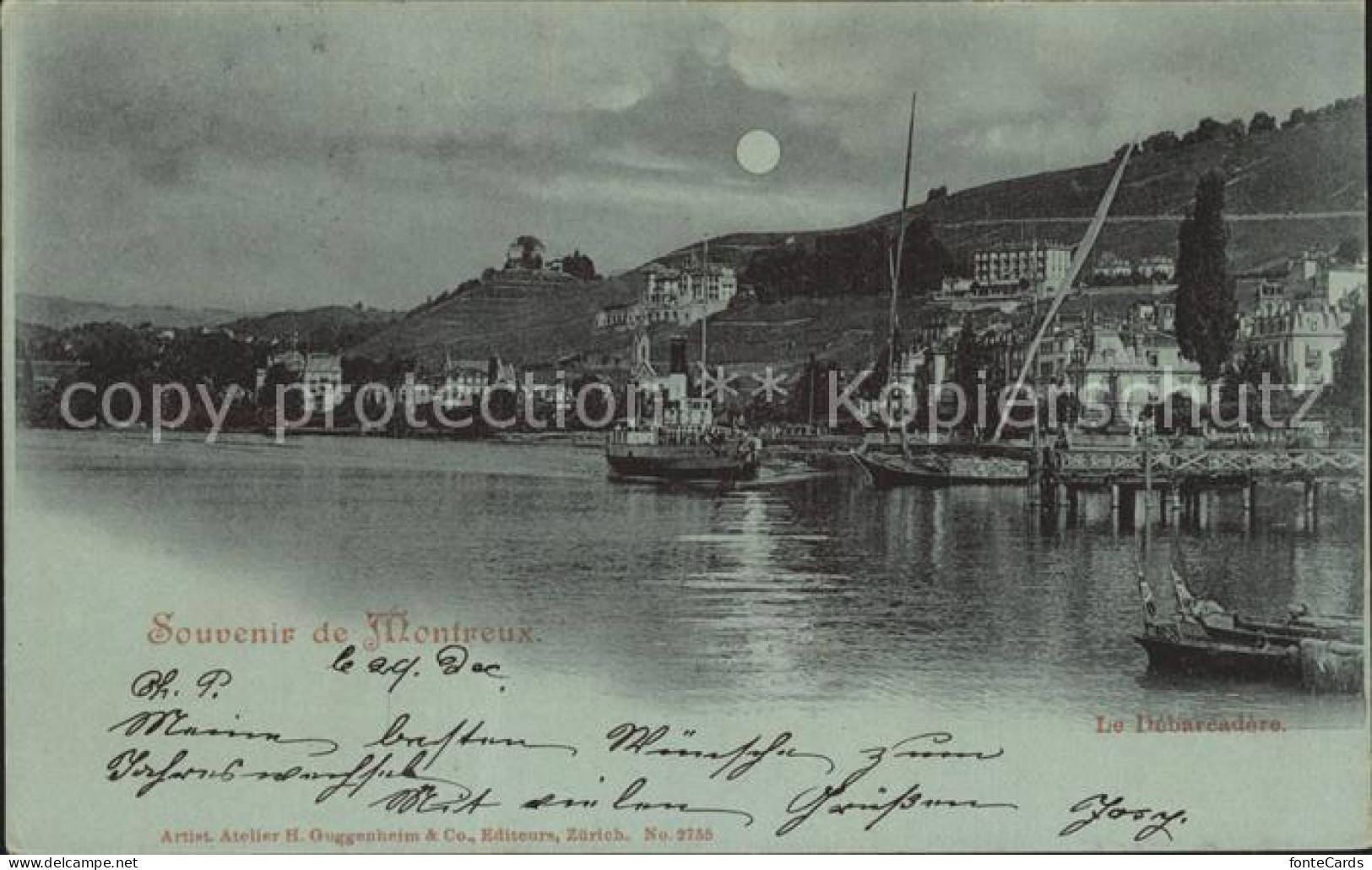 12319498 Montreux VD Le Debarcadere Lac Leman Au Clair De Lune Montreux - Sonstige & Ohne Zuordnung