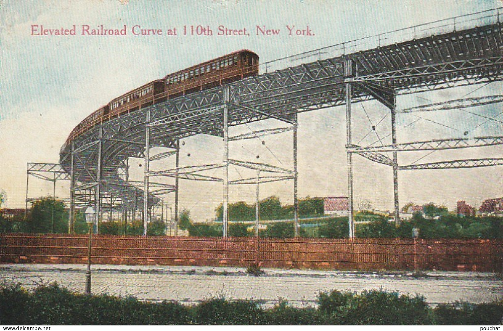 UR 20- ELEVATED RAILROAD CURVE AT 110th STREET , NEW YORK - UNITED STATES OF AMERICA - CHEMIN DE FER SURELEVE 2 SCANS - Trasporti