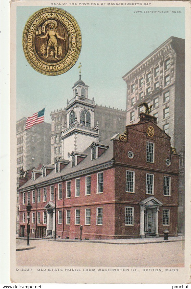 UR 20- OLD STATE HOUSE FROM WASHINGTON ST. , BOSTON - MASSACHUSETTS - UNITED STATES OF AMERICA - 2 SCANS - Boston