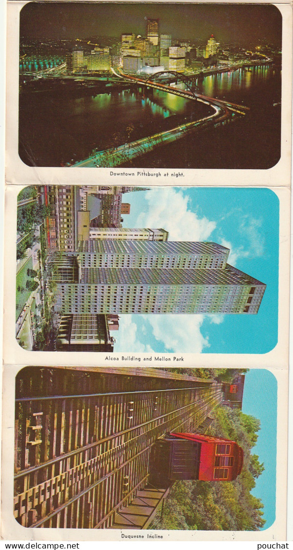 URBA - " GREETINGS FROM PITTSBURGH " USA - MULTI VIEW FLYER ( 14  VIEWS + CORRESPONDENCE )-  DEPLIANT 14 VUES -  - Toeristische Brochures