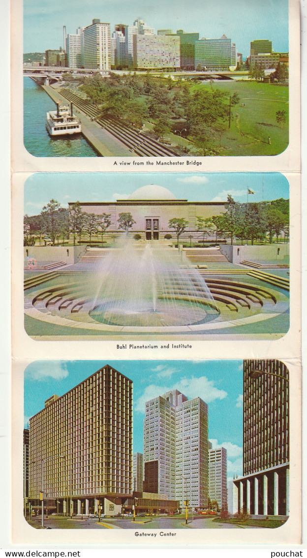 URBA - " GREETINGS FROM PITTSBURGH " USA - MULTI VIEW FLYER ( 14  VIEWS + CORRESPONDENCE )-  DEPLIANT 14 VUES - 