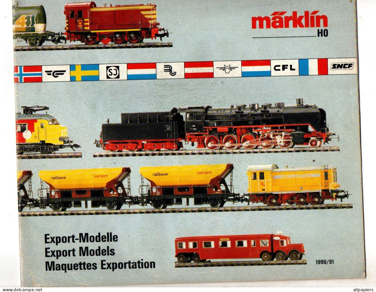 Catalogue Export Models Maquettes Exportation Marklin H0 1990/91 Soit 32 Pages - Französisch