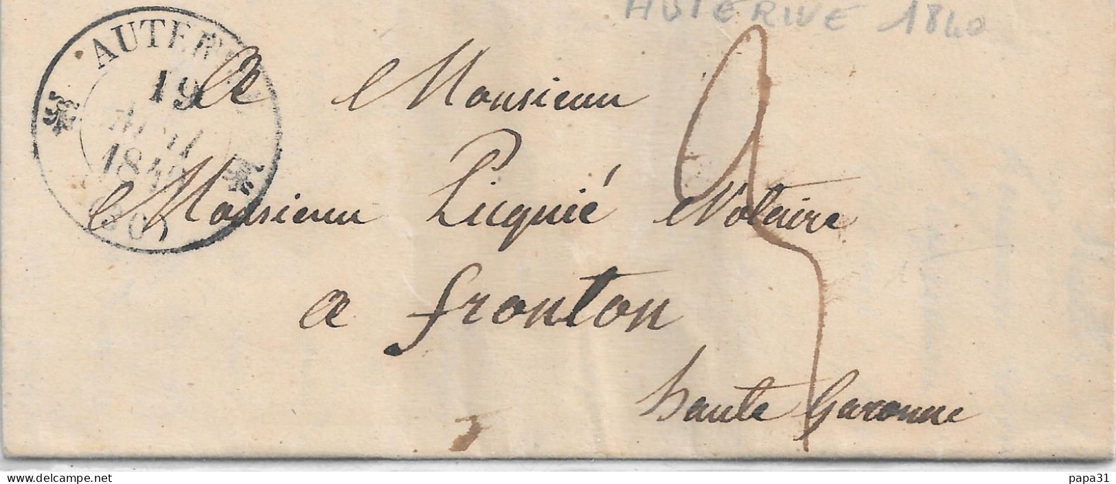 Lettre D'AUTERIVE  De 1840 - Autres & Non Classés