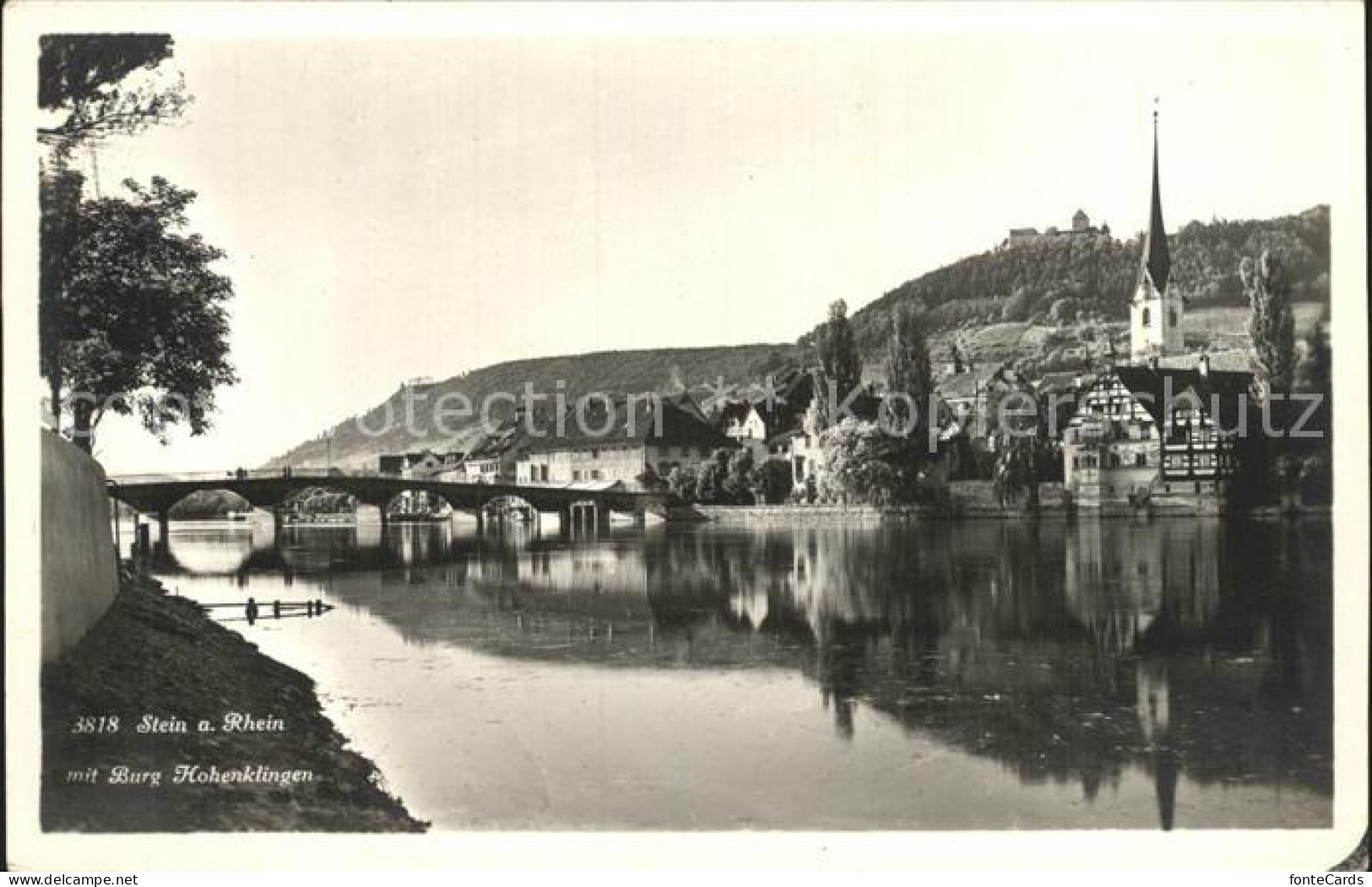 12319422 Stein Rhein Uferpartie Am Fluss Bruecke Burg Hohenklingen Stein Am Rhei - Autres & Non Classés