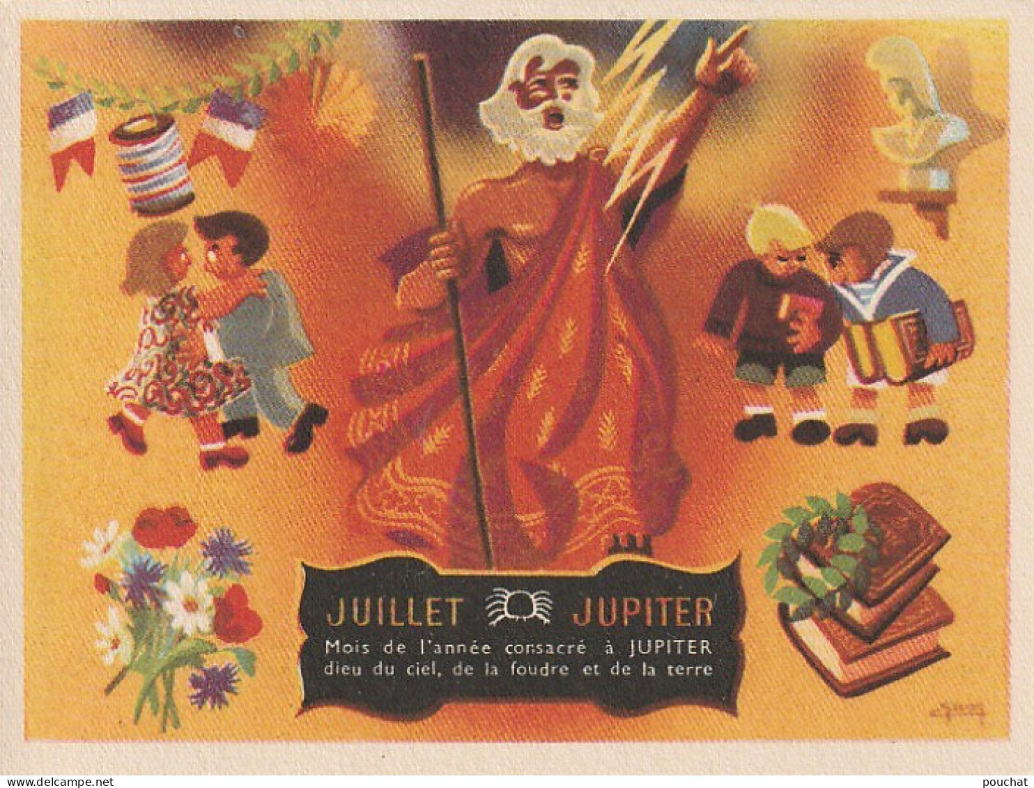 UR 23- "JUILLET , JUPITER DIEU DU CIEL , DE LA FOUDRE ET  LA TERRE "- PUB ASPIRINE , USINES DU RHONE ( CARTE DE PESEE )- - Sonstige & Ohne Zuordnung