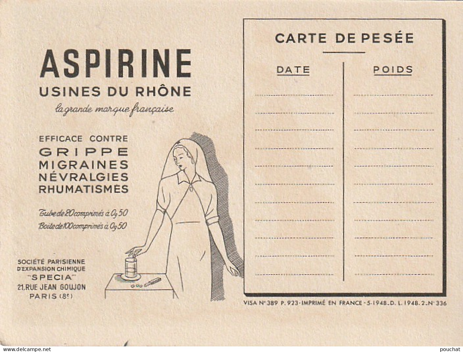 UR 23- " FEVRIER , NEPTUNE DIEU DE LA MER  "- PUB ASPIRINE , USINES DU RHONE ( CARTE DE PESEE )- ILLUSTRATEUR  - Other & Unclassified