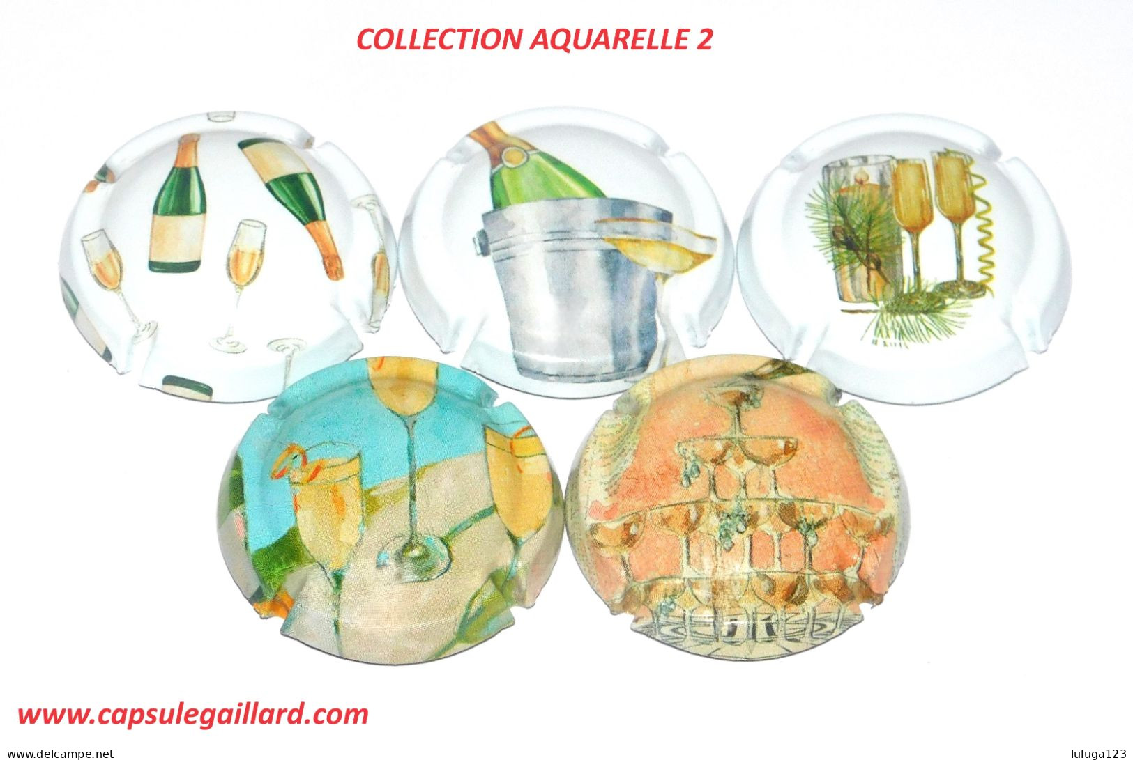 News - Série De 5 Capsules De Champagne GENERIQUE ( Aquarelle 2) - Collections