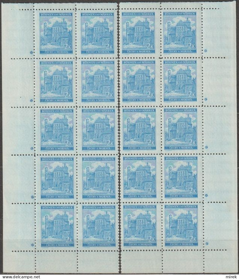 139/ Pof. 59, Light Blue; Brown Violet; Corner 10-blocks, Plate Mark + - Neufs
