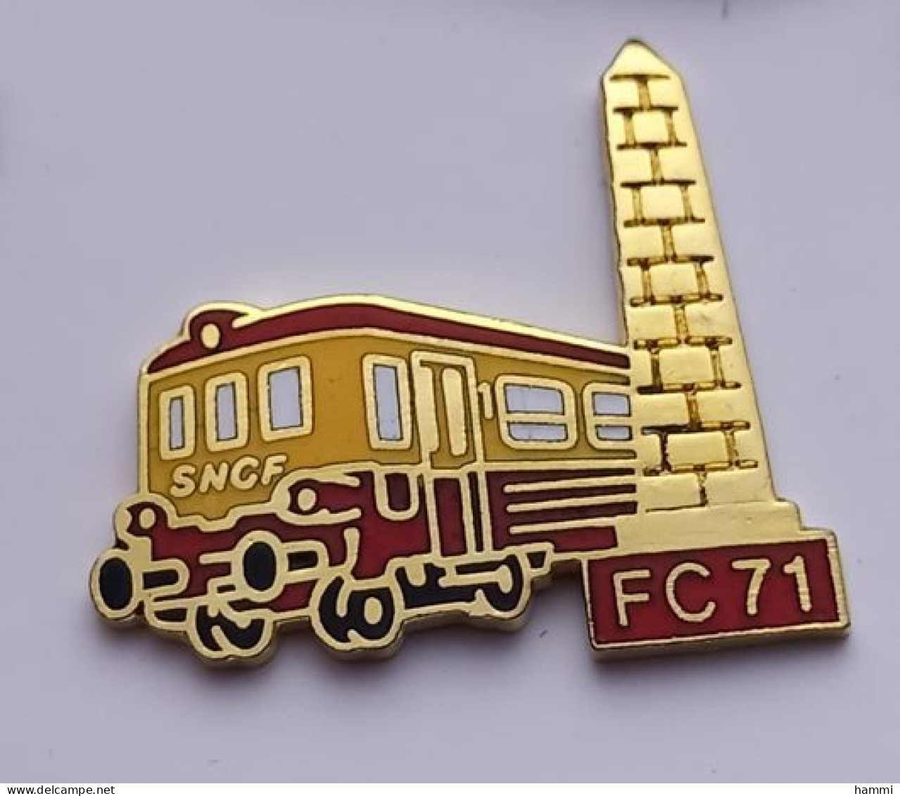 G204 Pin's SNCF TGV Train Micheline Locomotive Jaune Rouge FC71 FC 71 Saône-et-Loire ? Qualité EGF Achat Immédiat - TGV