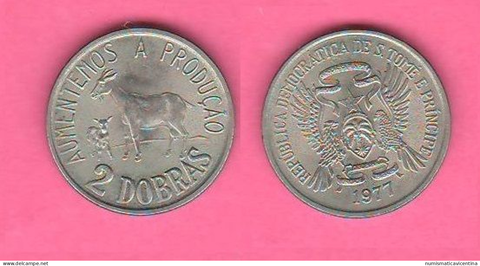 Sao Tomè O Prince 2 Dobras 1977 Nickel Coin - Sao Tome Et Principe