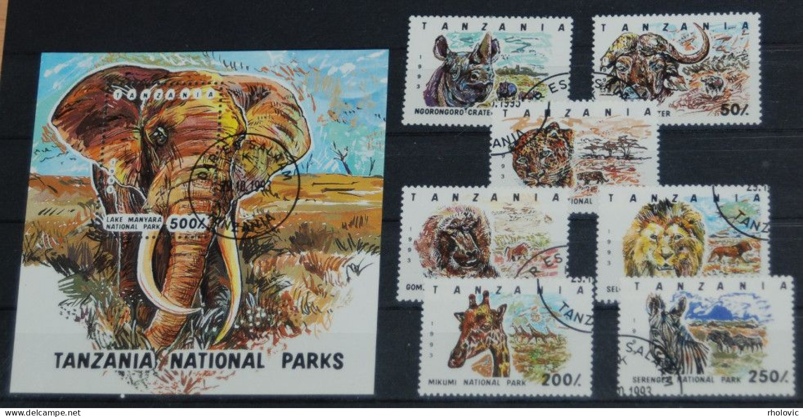 TANZANIA 1993, Elephant, Rhino, Lion, Wild Animals, Fauna, Mi #1607-13 + B228, Used - Autres & Non Classés