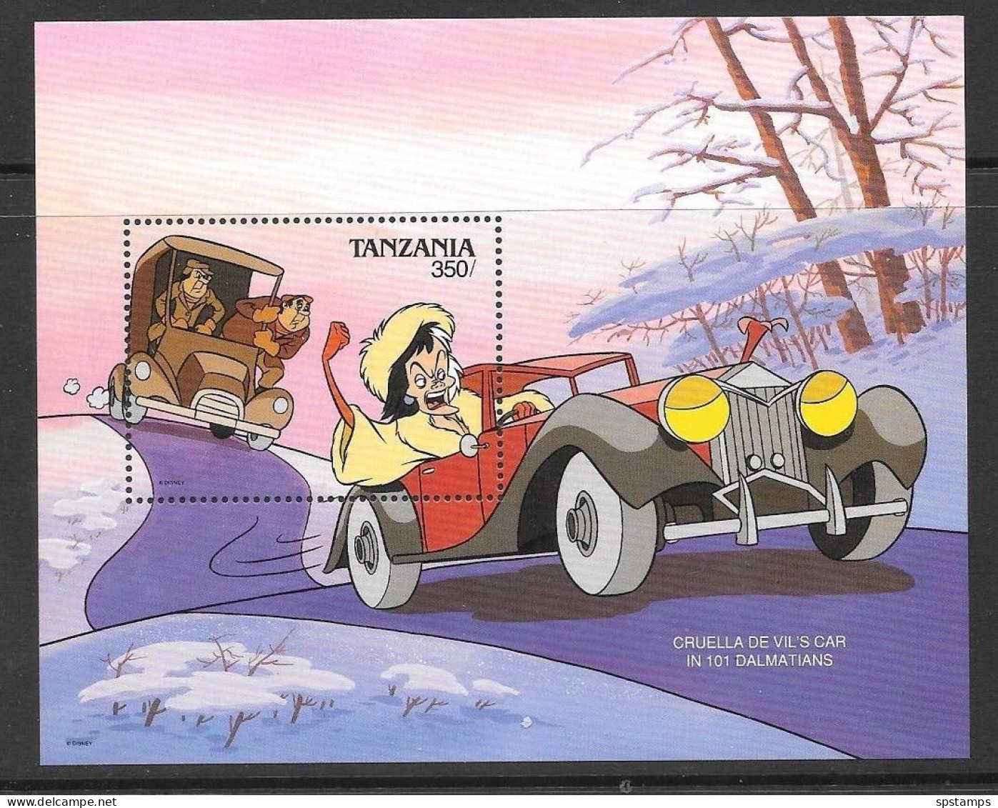 Disney Tanzania 1990 Cruella De Vil’s Car In 101 Dalmatians MS MNH - Disney