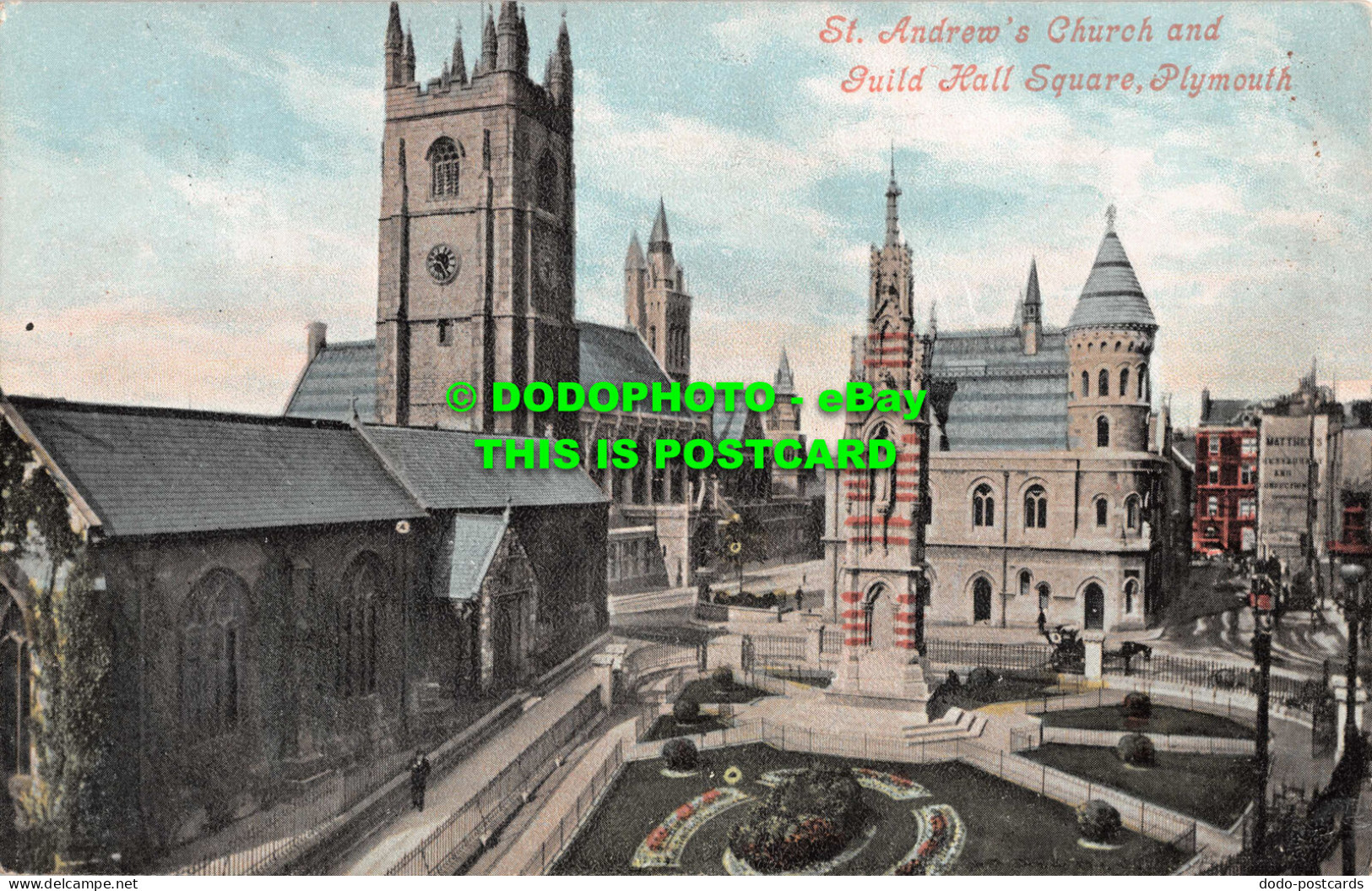 R551296 Plymouth. St. Andrew Church And Guild Hall Square. Valentine Series. 190 - Welt