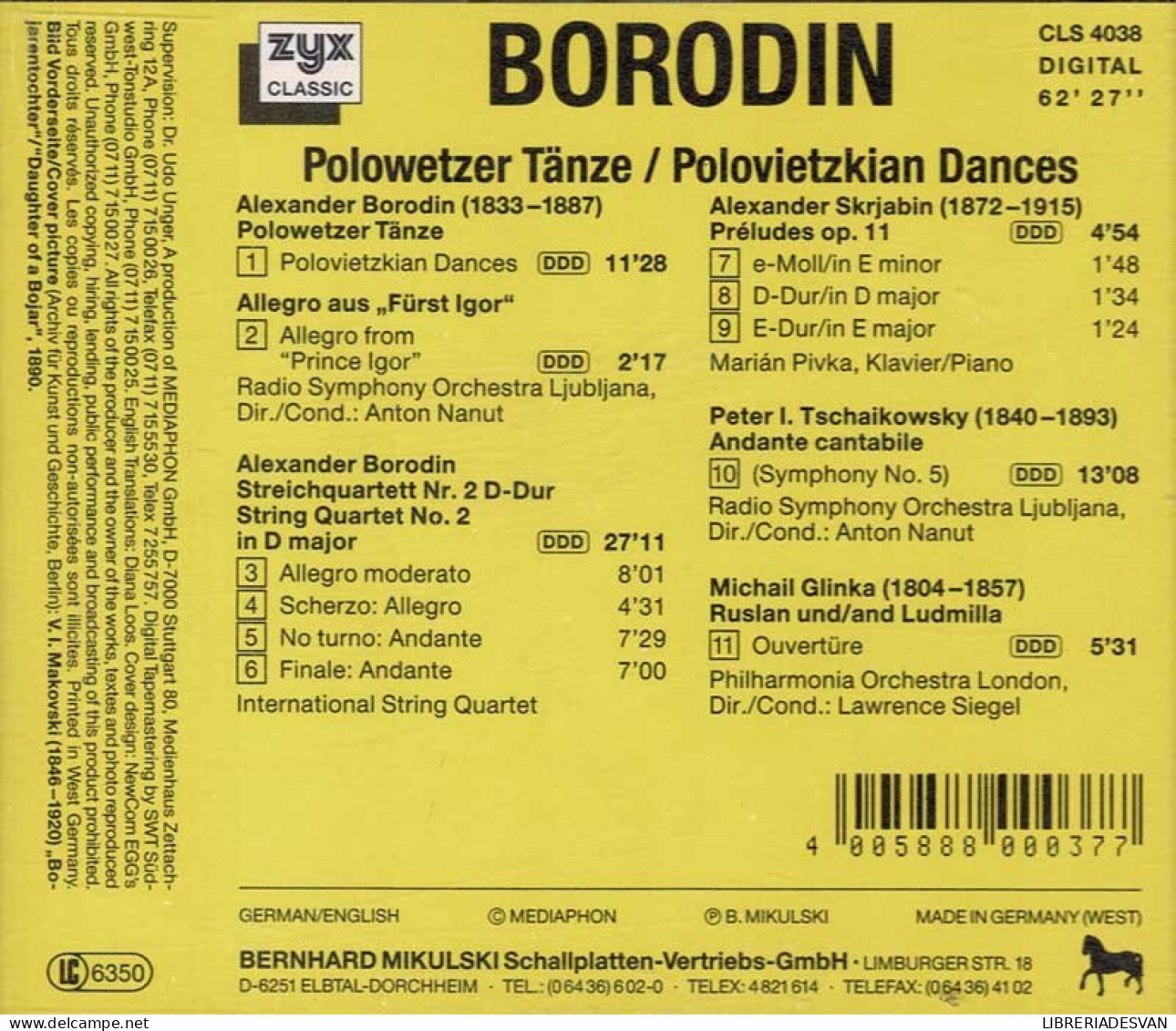 Borodin - Polovietzkian Dances. CD - Clásica