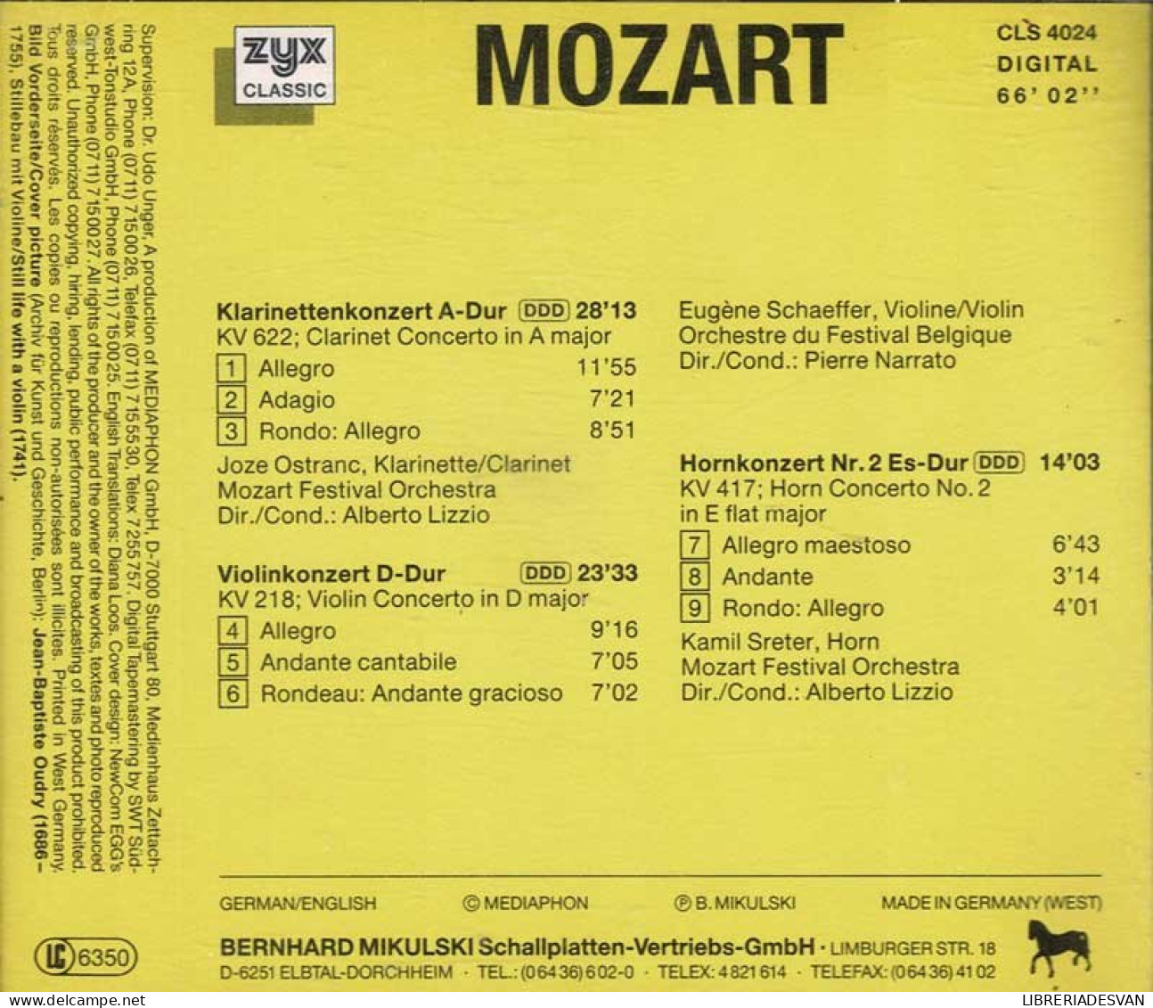 Mozart - Concertos. CD - Clásica