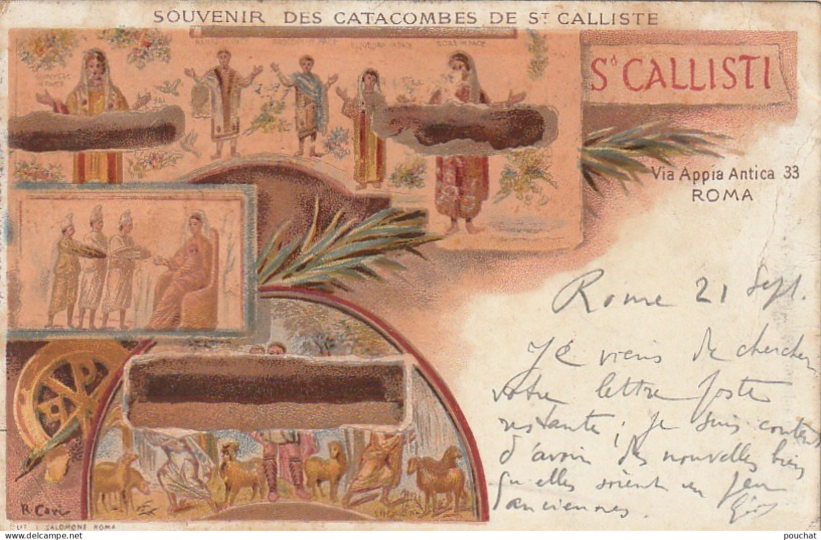 VE 7-( ITALIA ) SOUVENIR DES CATACOMBES DE St CALLISTE - ILLUST . CAVI - LIT. SALOMONE , ROMA - 2 SCANS - Andere Monumente & Gebäude