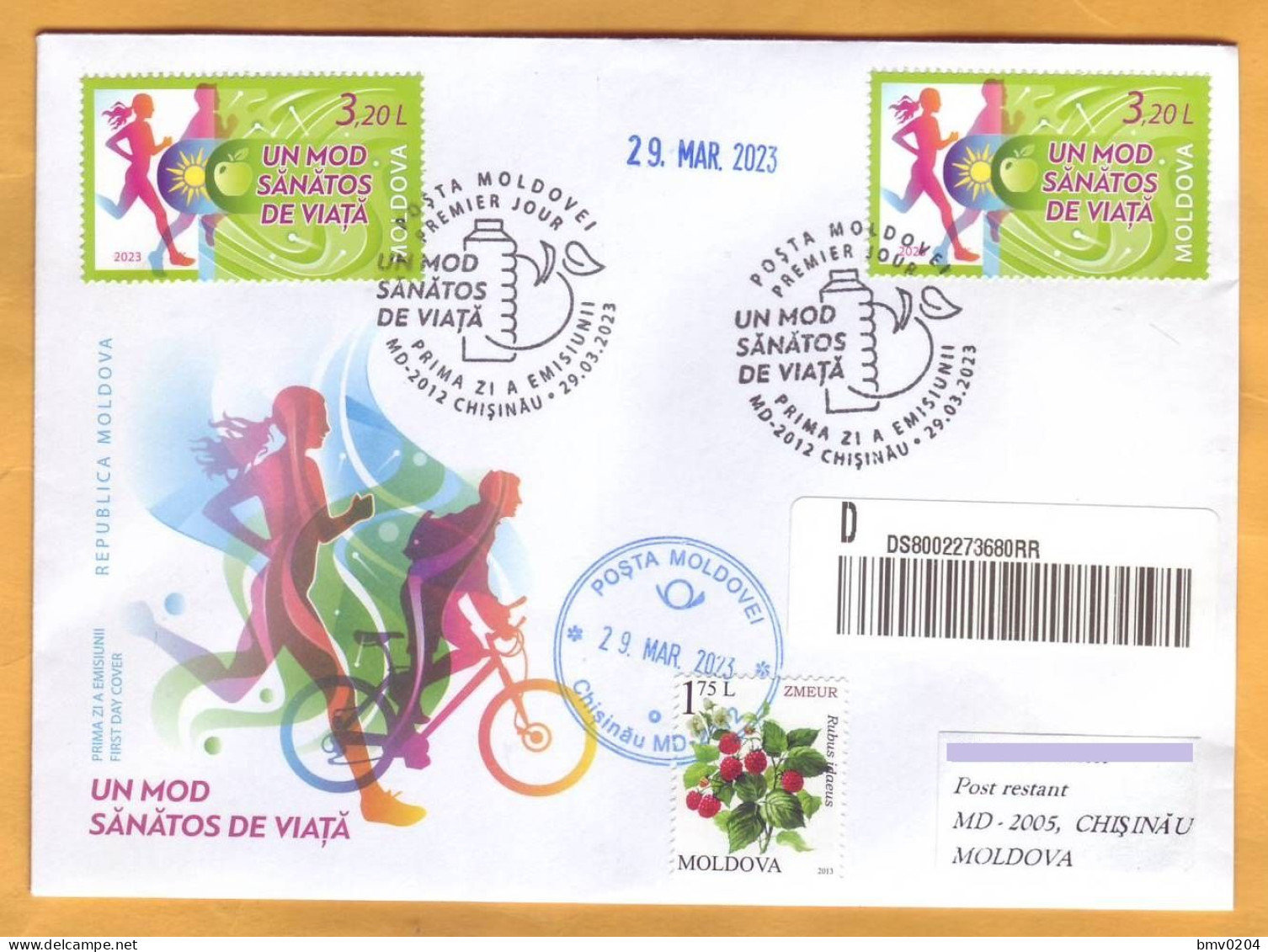 2023  Moldova  FDC ”Healthy Lifestyle”, Sports, Cycling, Running - Moldawien (Moldau)