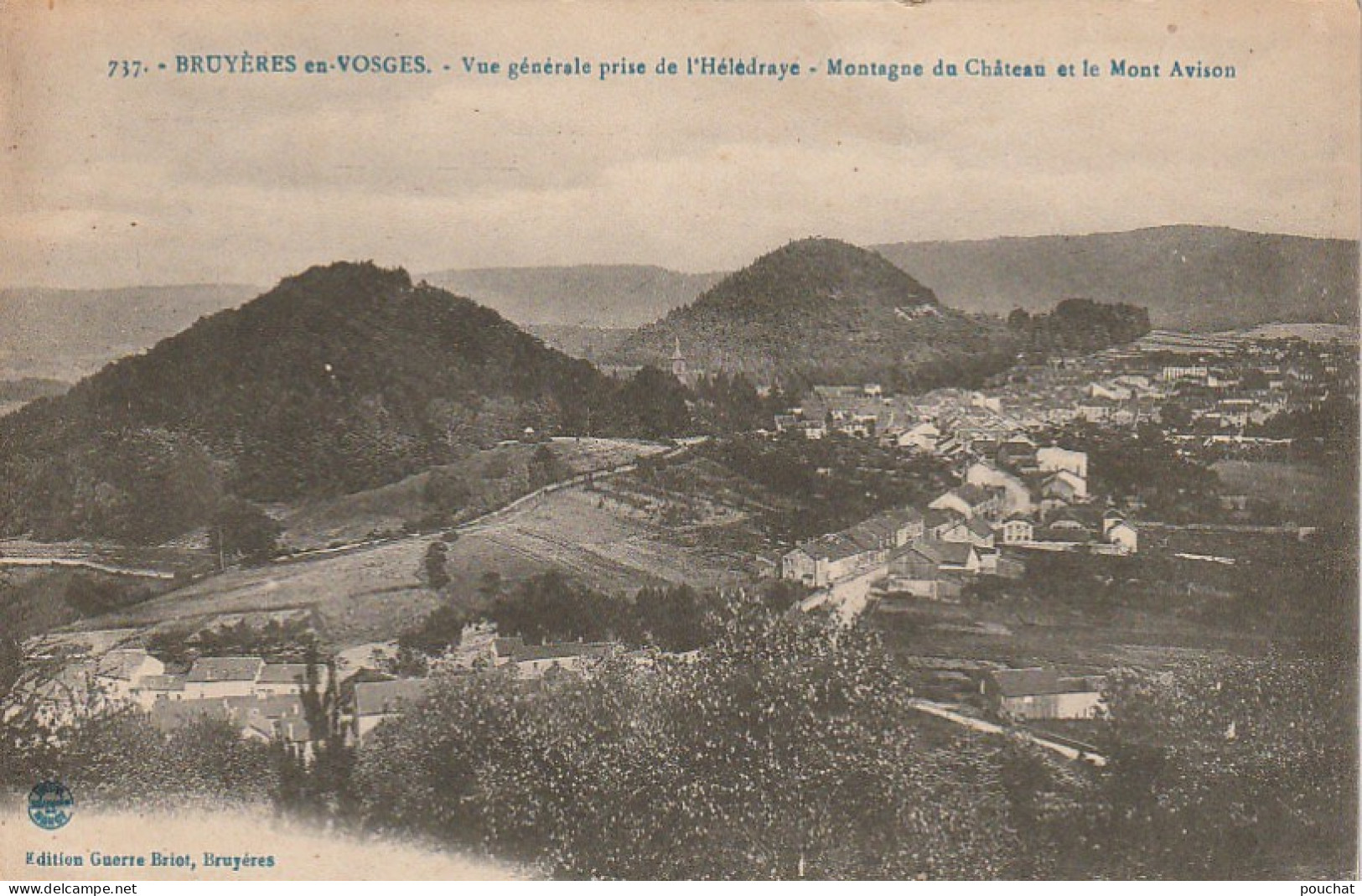 VE 10-(88) BRUYERES EN VOSGES - VUE GENERALE PRISE DE L' HELEDRAYE - MONTAGNE DU CHATEAU ET LE MONT AVISON - 2 SCANS - Bruyeres