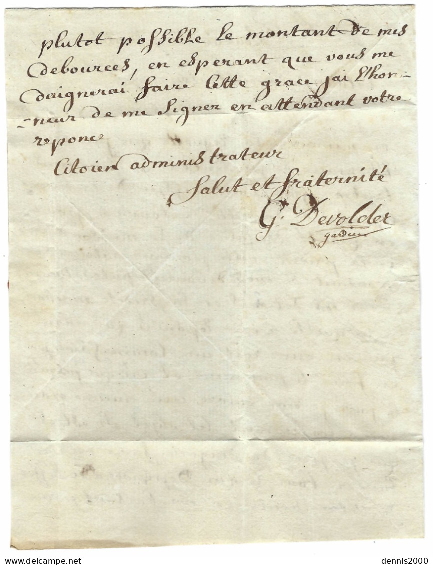 An 8 - Lettre De P.94.P. / LOUVAIN ( La Dyle ) 31 Mm Noir Pour Bruxelles - 1792-1815: Conquered Departments