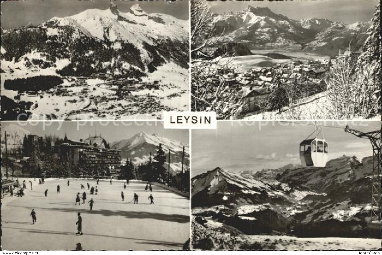 12318193 Leysin Panorama Dents Du Midi Eislaufbahn Kabinenbahn Wintersportplatz  - Sonstige & Ohne Zuordnung