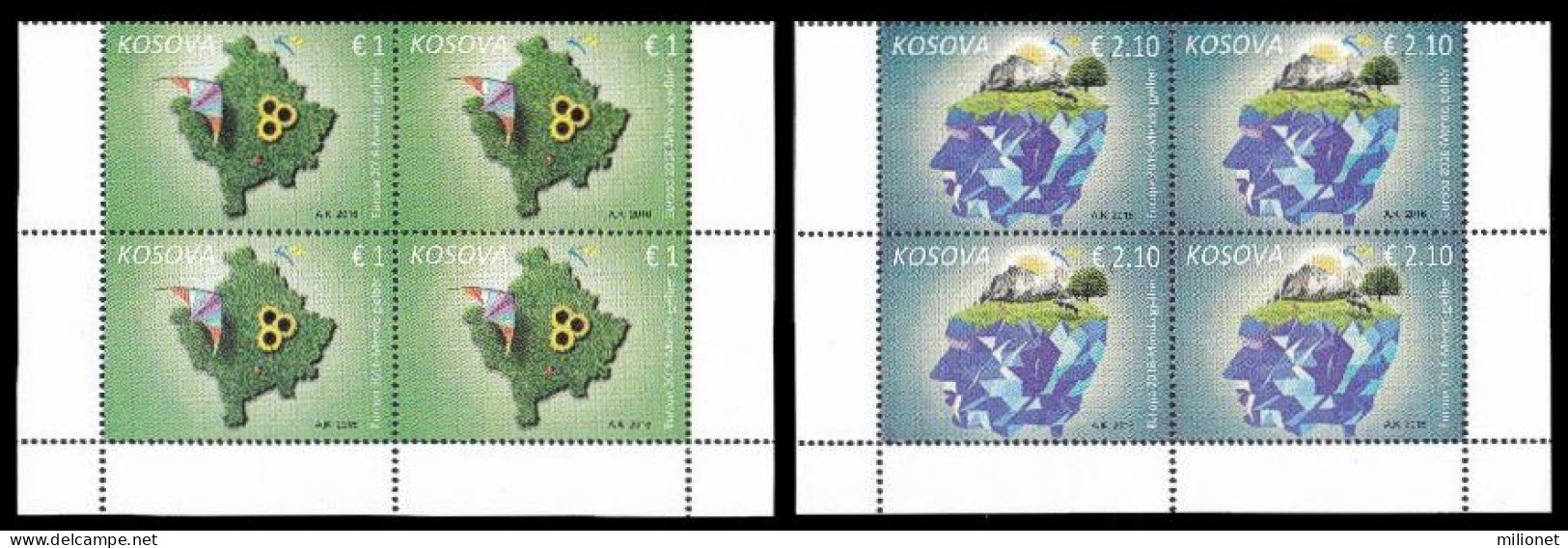 SALE!!! KOSOVO 2016 EUROPA CEPT Think Green 2 Blocks Of 4 Stamps MNH ** - 2016