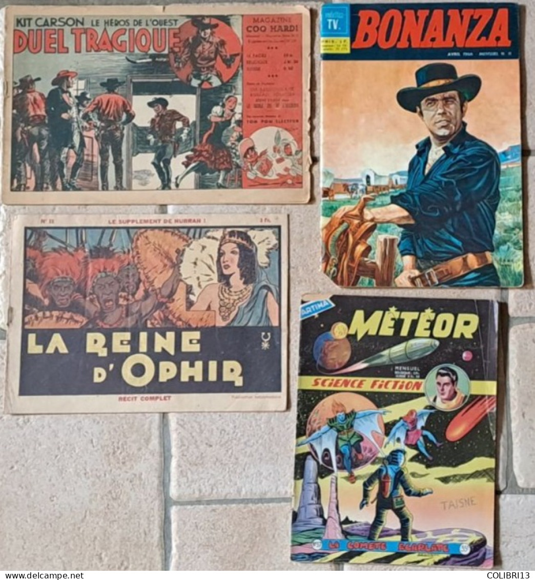 Lot De 4 Récits Complets METEOR N°57 BONANZA N°11 SUPPLEMENT De HURRAH  N°22  Magazine COQ HARDI KIT CARSON - Lotti E Stock Libri