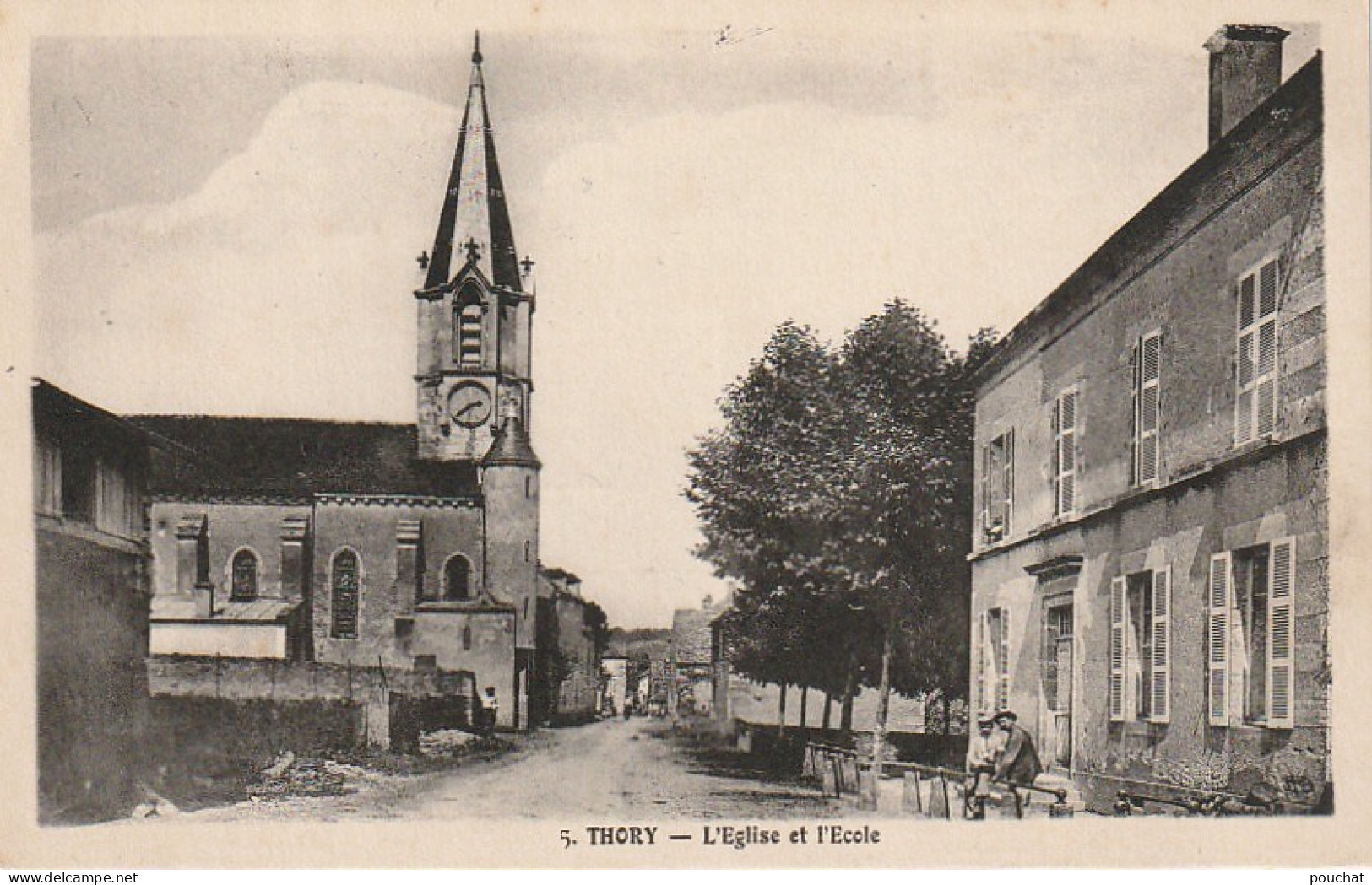 VE 14-(89) THORY - L' EGLISE ET L' ECOLE  - 2 SCANS - Autres & Non Classés