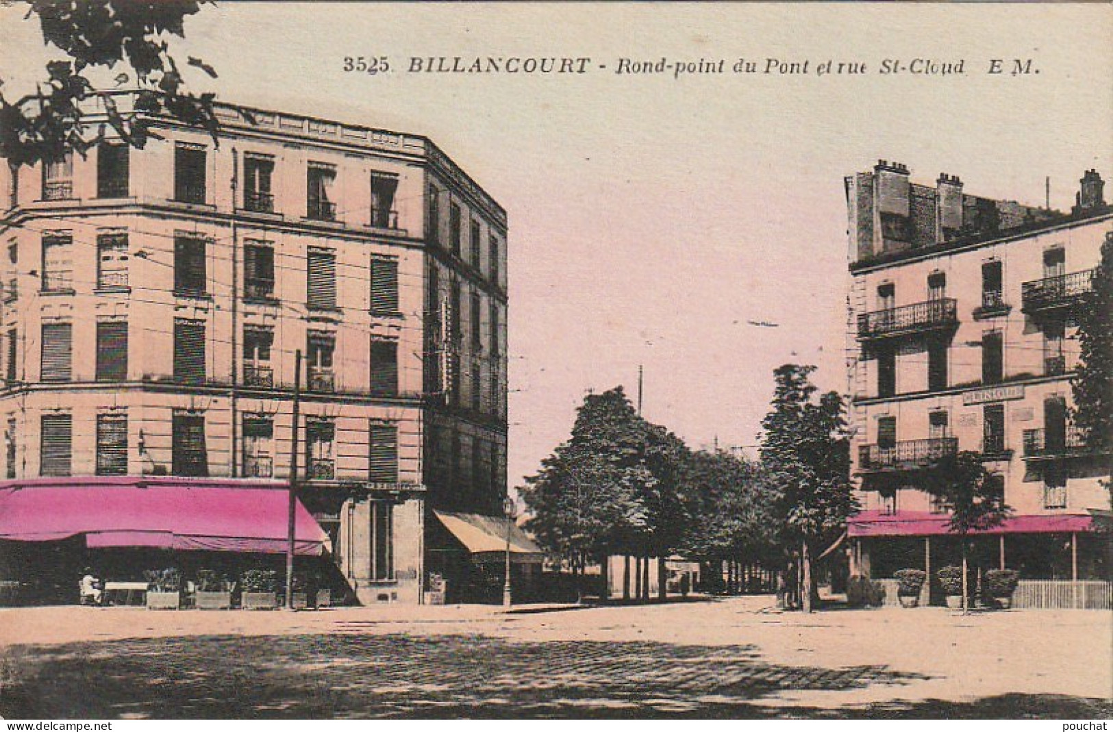 VE 17-(92) BILLANCOURT - ROND POINT DU PONT ET RUE SAINT CLOUD - CARTE COLORISEE - 2 SCANS - Boulogne Billancourt