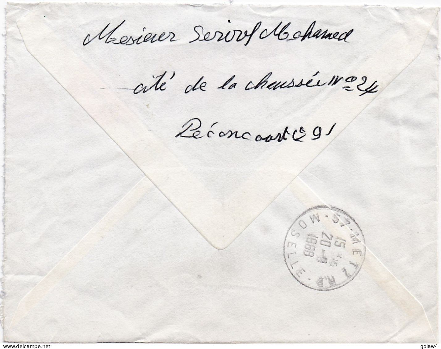 36888# LETTRE FRANCHISE POSTALE PARTIELLE RECOMMANDE Obl PECQUENCOURT NORD 1968 METZ MOSELLE - 1961-....