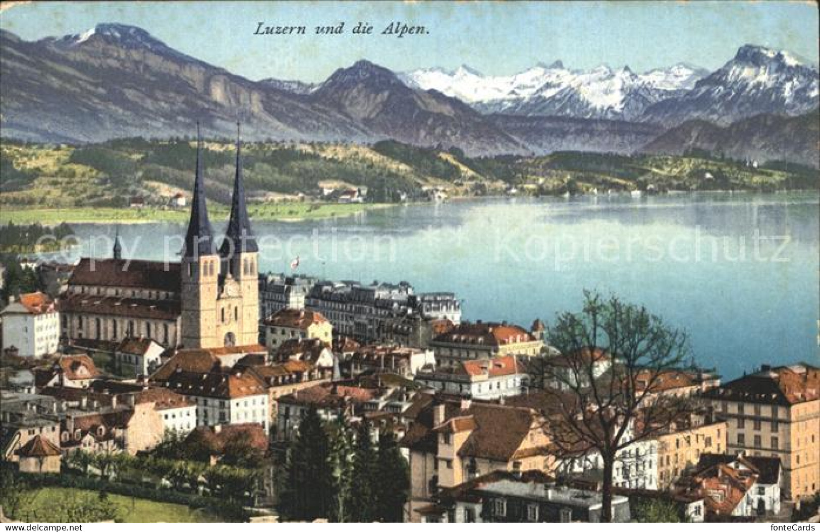 12318081 Luzern LU Teilansicht Mit Hofkirche Vierwaldstaettersee Alpenpanorama O - Andere & Zonder Classificatie