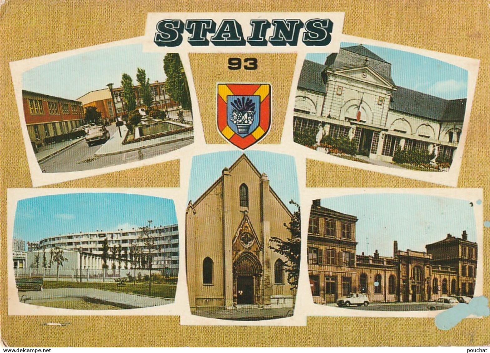 VE 18-(93) STAINS - CARTE MULTIVUES COULEURS : GROUPE SCOLAIRE JOLIOT CURIE , MAIRIE , GARE , CLOS ST LAZARE - 2 SCANS - Stains