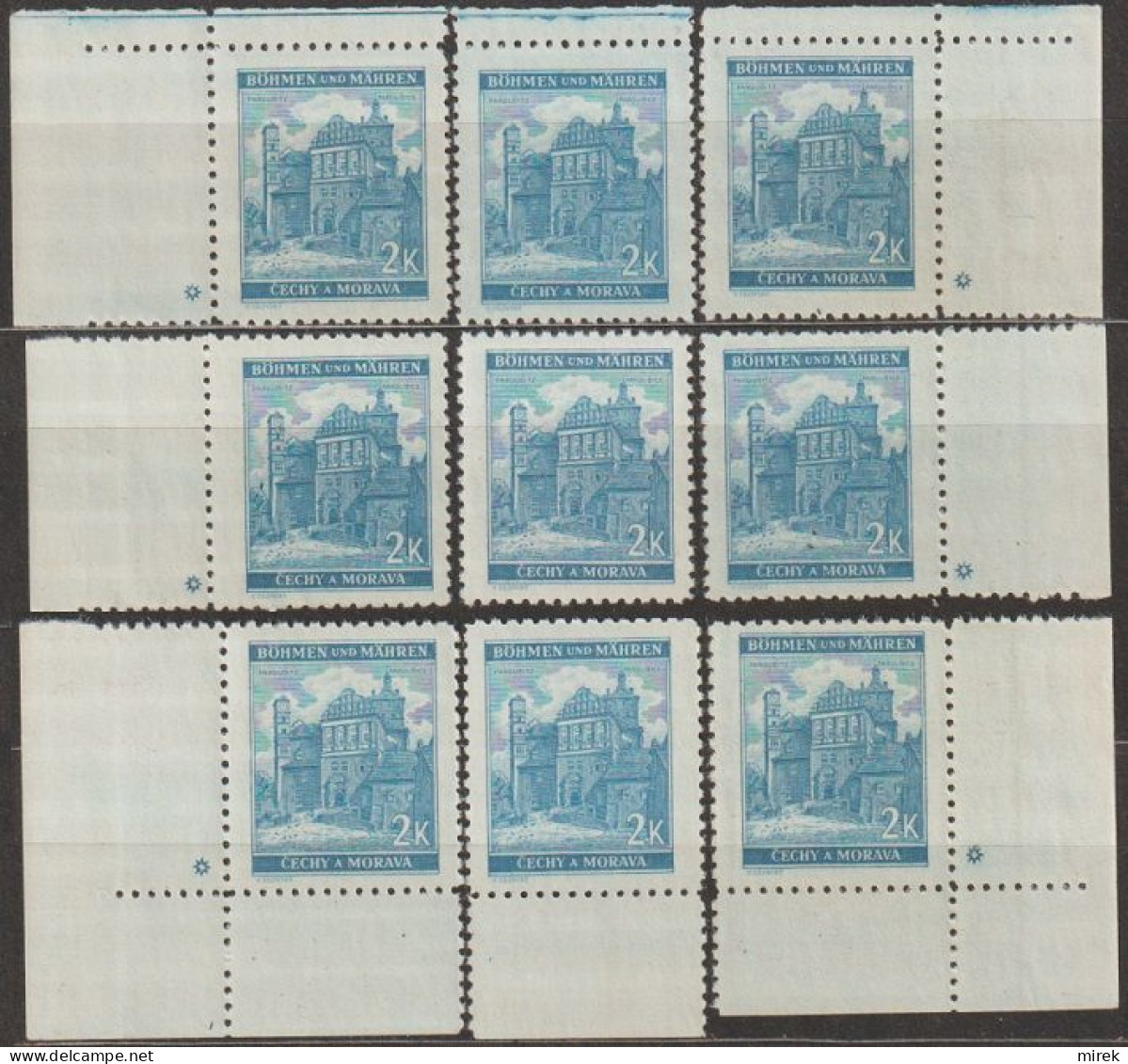 143/ Pof. 59, Green Blue; Small Corner Miniature, Plate Mark * - Unused Stamps