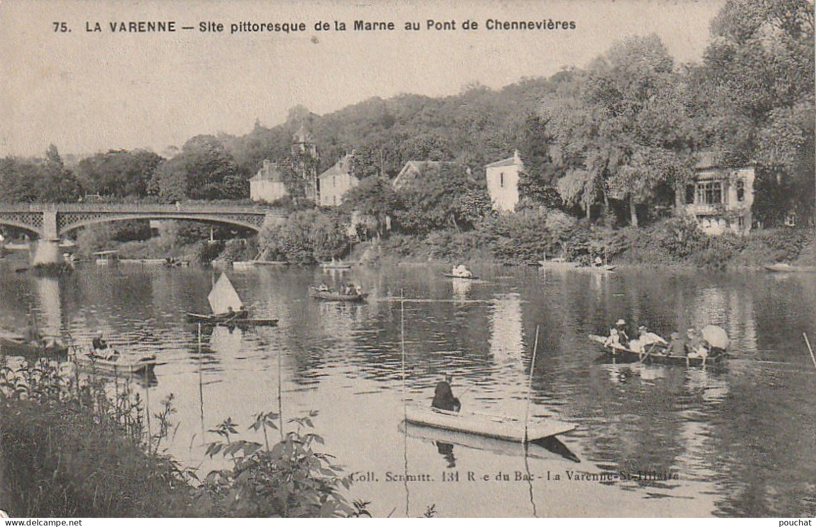 VE 19-(94)  LA VARENNE - SITE PITTORESQUE DE LA MARNE AU PONT DE CHENNEVIERES - PECHEURS , CANOTEURS - 2 SCANS - Other & Unclassified