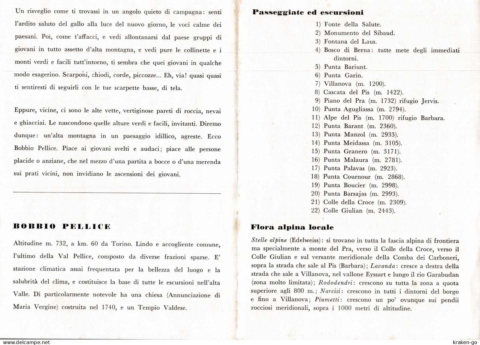 BOBBIO PELLICE, Torino - Brochure, Pieghevole Pubblicitario Cm. 11,0 X 16,0 - #079 - Other & Unclassified