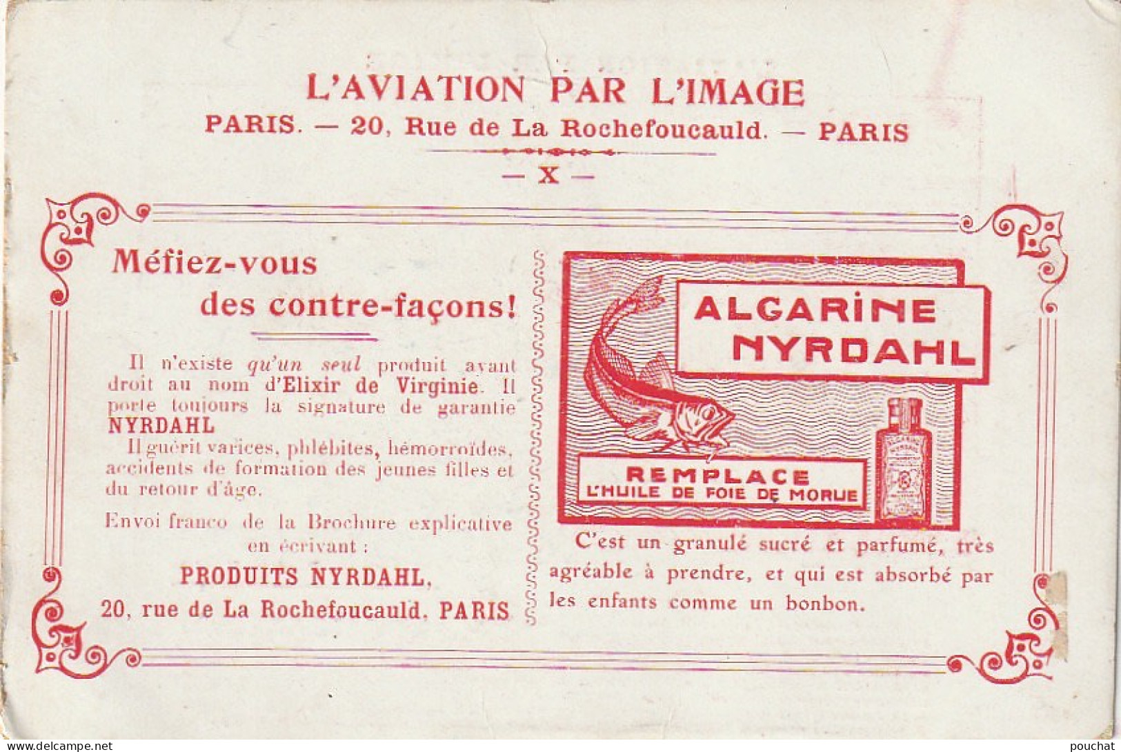 VE 23- HENRI FARMAN A BORD DE SON BIPLAN - L' AVIATION PAR L' IMAGE - CARTE PUBLICITAIRE ALGARINE NYRDAHL - 2 SCANS - Autres & Non Classés