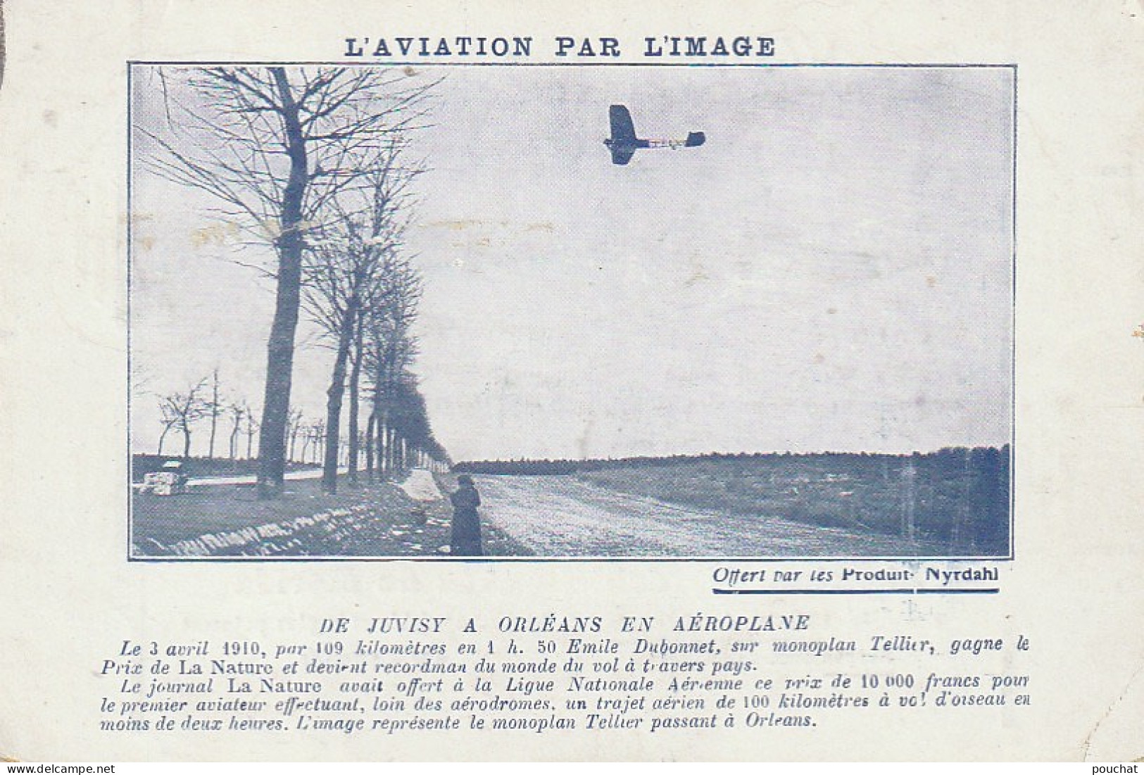 VE 23- DE JUVISY A ORLEANS EN AEROPLANE , EMILE DUBONNET - L' AVIATION PAR L' IMAGE - PUB ELIXIR DE VIRGINIE NYRDAHL - Andere & Zonder Classificatie